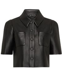 Loewe - Cropped Leather Shirt - Lyst