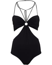 Nensi Dojaka - One-piece Draped Swimsuit With Double Ring - Lyst
