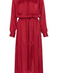 Forte Forte Moiré Satin Long Sleeves Dress - Red