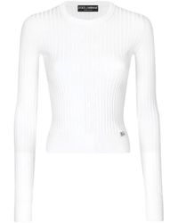 Dolce & Gabbana - Ribbed Viscose Sweater With Pin - Lyst