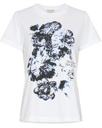 Alexander McQueen - Alexander Mc Queen White Printed T Shirt With Logo - Lyst