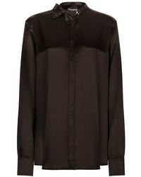 Dolce & Gabbana - Satin Shirt With Bow-tie Detailing - Lyst