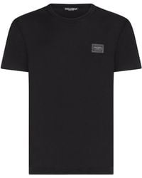 Dolce & Gabbana - T-shirt en coton avec plaque à logo - Lyst