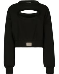 Dolce & Gabbana - Sweat-shirt en jersey technique avec ouverture et plaquette Dolce&Gabbana - Lyst