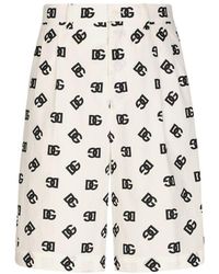 Dolce & Gabbana - Cotton Poplin Shorts With Dg Monogram Print - Lyst
