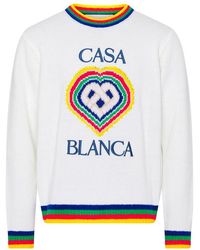Casablancabrand - Heart Boucle Brand Crew Neck Sweater - Lyst