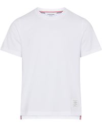 Thom Browne - Kurzarm-T-Shirt mit Seitenschlitz aus Baumwolle - Lyst