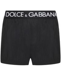 Dolce & Gabbana - Short Swim Trunks With Branded Stretch Waistband - Lyst