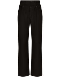 Dolce & Gabbana - Stretch Wool Pants With Double Waistband - Lyst