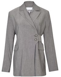 Ganni Jacke mit asymmetrischem Knopfverschluss - Grau