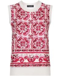 Dolce & Gabbana - Silk And Twill Maiolica Print Sweater - Lyst