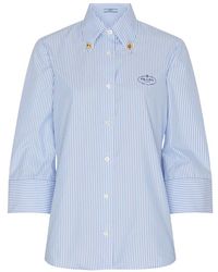 Prada - Three-Quarter-Sleeve Striped Shirt - Lyst