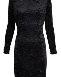 Balenciaga Long Sleeve Velvet Cycling Dress - Black