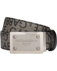 Dolce & Gabbana - Beschichteter Jacquard-Gürtel mit Logoplakette - Lyst