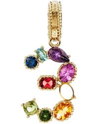 Dolce & Gabbana - 18 Kt Yellow Gold Rainbow Pendant With Multicolor Finegemstones Representing Number 3 - Lyst