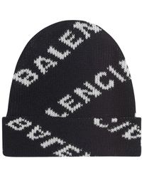 Balenciaga - Allover Logo Beanie - Lyst