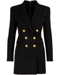 Balmain Gekreuztes Wollkleid - Schwarz