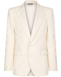 Dolce & Gabbana - Single-breasted Cotton Sicilia-fit Jacket With Jacquard Dg Details - Lyst