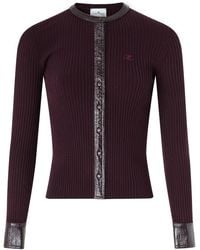 Courreges - Cardigan En Maille Côtelée Vinyle Contrastée - Lyst
