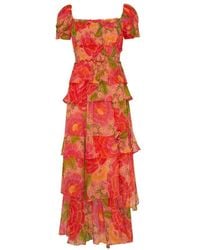 FARM Rio - Blooming Floral Chiffon Maxi Dress - Lyst