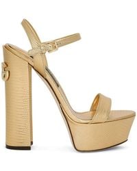 Dolce & Gabbana - Foiled Calfskin Platform Sandals - Lyst