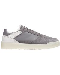 Brunello Cucinelli - Calfskin And Suede Sneakers - Lyst