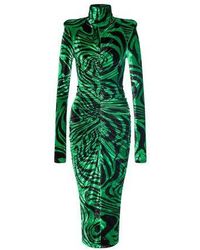 Philosophy Di Lorenzo Serafini Animalier Velvet Midi Dress in Green Save 20% Womens Clothing Dresses Casual and day dresses 