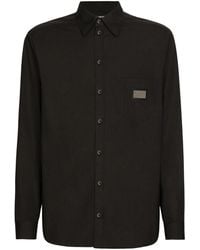 Dolce & Gabbana - Cotton Martini-fit Shirt With Branded Tag - Lyst