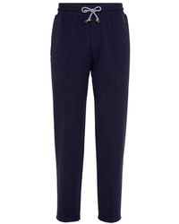 Brunello Cucinelli - Fleecy Cotton Pants With Front Crease - Lyst