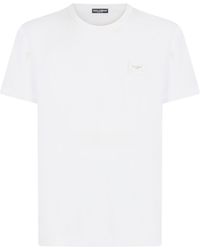 Dolce & Gabbana - Baumwoll-T-Shirt mit Logo-Plakette - Lyst