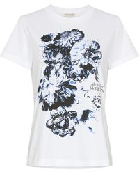 Alexander McQueen - Alexander Mc Queen White White imprimé T-shirt avec logo - Lyst