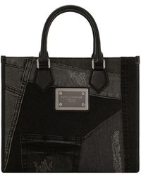 Dolce & Gabbana - Small Denim Patchwork Tote Bag - Lyst