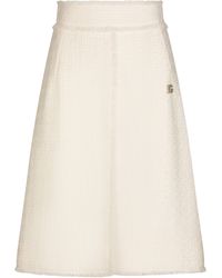 Dolce & Gabbana - Jupe mi-longue en tweed à fente - Lyst