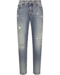 Dolce & Gabbana - Jeans in normaler Passform mit Abriebstellen - Lyst