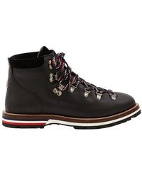 Moncler Blanche Velvet-trimmed Leather Ankle Boots - Black