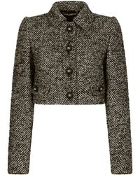 Dolce & Gabbana - Crop-Jacke aus Tweed mit Salz-und-Pfeffer-Muster - Lyst