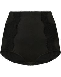 Dolce & Gabbana - Satin High-waisted Panties With Lace Details - Lyst