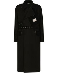 Dolce & Gabbana - Double-Breasted Baize Trench Coat With Logo Label - Lyst