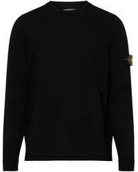 Stone Island - V Neck Sweater With Logo Patch - Lyst