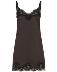 Dolce & Gabbana - Satin Lingerie-style Slip With Lace Detailing - Lyst