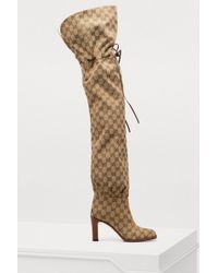 gucci canvas over the knee boots