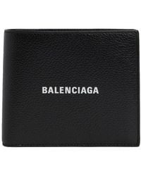 Balenciaga Leather Cash Square Folded Coin Wallet in Black / White 