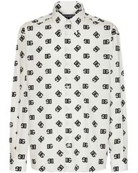 Dolce & Gabbana - Oversize Cotton Shirt With Dg Monogram Print - Lyst