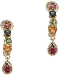 Dolce & Gabbana - 18 Kt Yellow Gold Pierced Earrings With Multicolor Fine Gemstones - Lyst