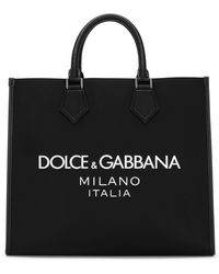 Dolce & Gabbana - Großer Shopper aus Nylon mit gummiertem Logo - Lyst