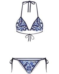 Dolce & Gabbana - Maiolica-print Triangle Bikini - Lyst