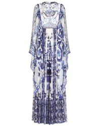 Dolce & Gabbana - Long Majolica-print Chiffon Dress - Lyst