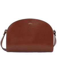 Halbmond Tasche aus dickem Leder Braun A.P.C. Schultertasche Demi Lune aus Leder Braun Damen