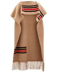Burberry Wool Fringed Cape - Brown
