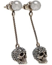 McQueen - Boucles D'Oreilles Pavées À Tête De Mort - Lyst